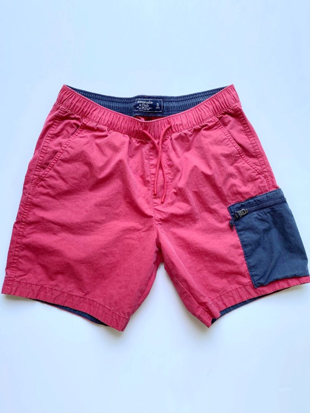 Abercrombie & Fitch Red Navy Cotton Nylon Cargo Shorts Mens S
